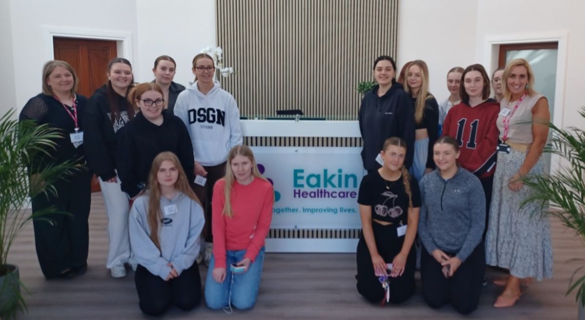 Picture of healthcare students and tutors at Eakins Healthcare factory